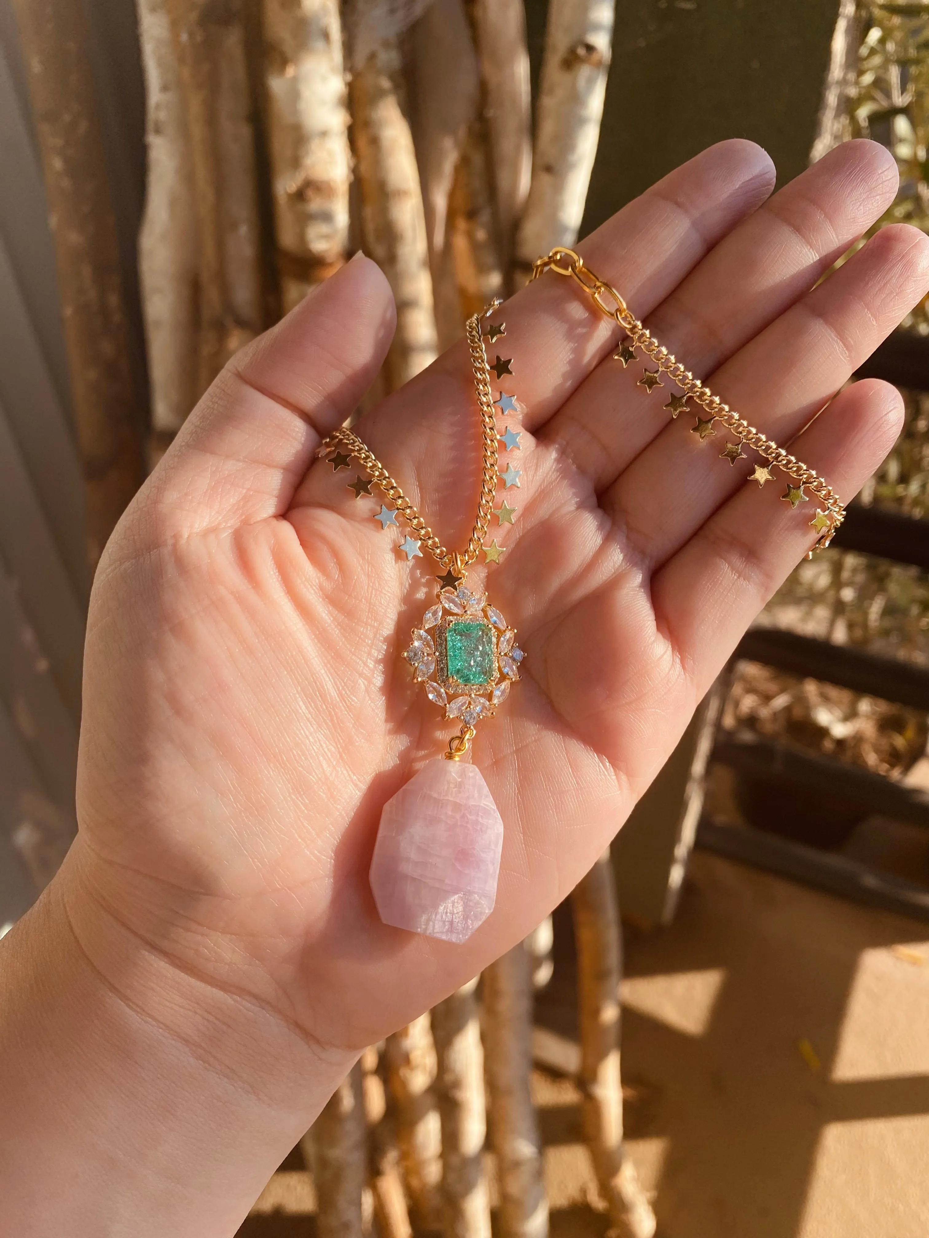 Kunzite star necklace