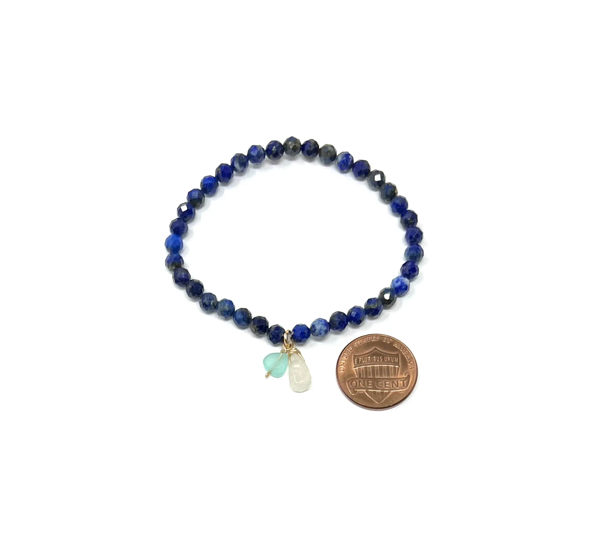 Lapis Lazuli Beaded Bracelet with Blue Quartz and Moonstone