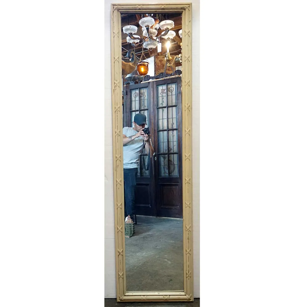 Large Louis XVI Style Belcaro Mansion Painted Pine Rectangular Mirror