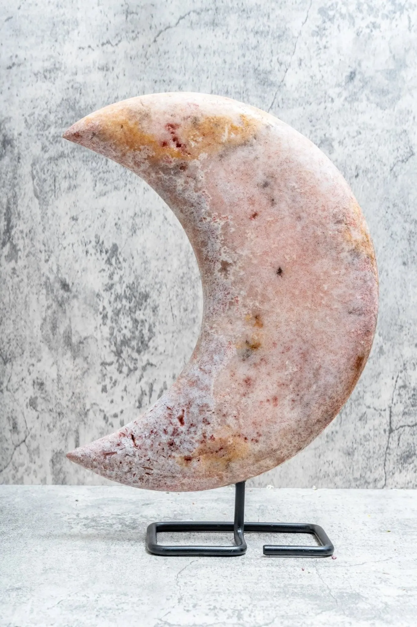 Large Pink Amethyst Moon on Stand (8.77 lbs)