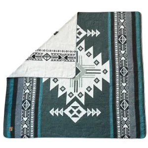 Latacunga Aztec Reversible Blanket  //  Soft Green/Teal/Grey/Cream