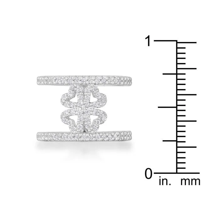 Lauren 0.4ct CZ Rhodium Delicate Clover Wrap Ring