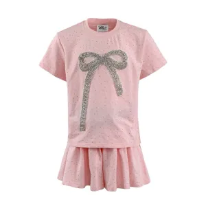 Lola and The Boys Crystal Bow Short Set - Pink