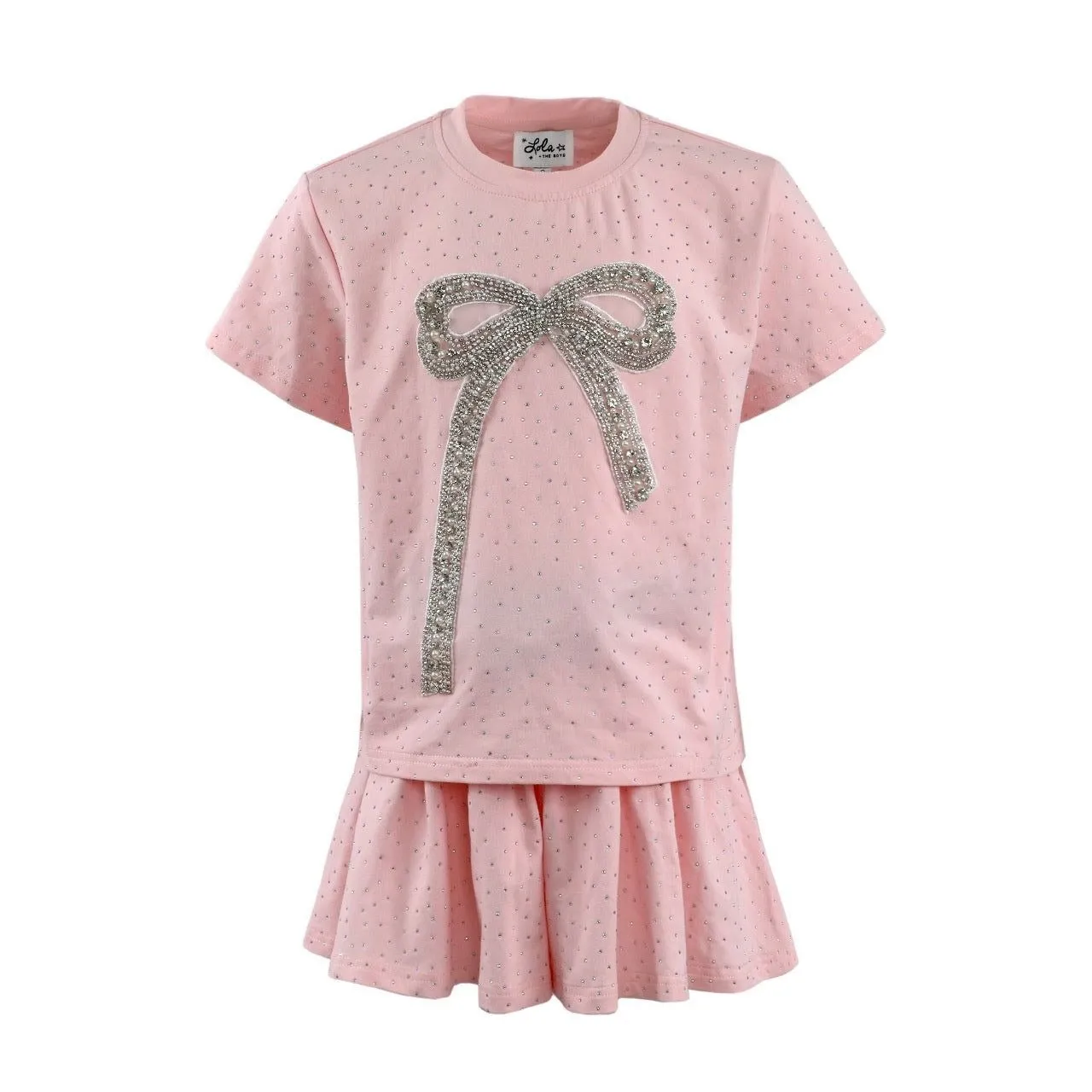 Lola and The Boys Crystal Bow Short Set - Pink