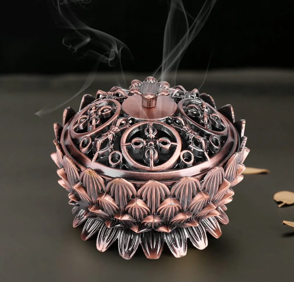 Lotus Incense Burner, Antique Bronze