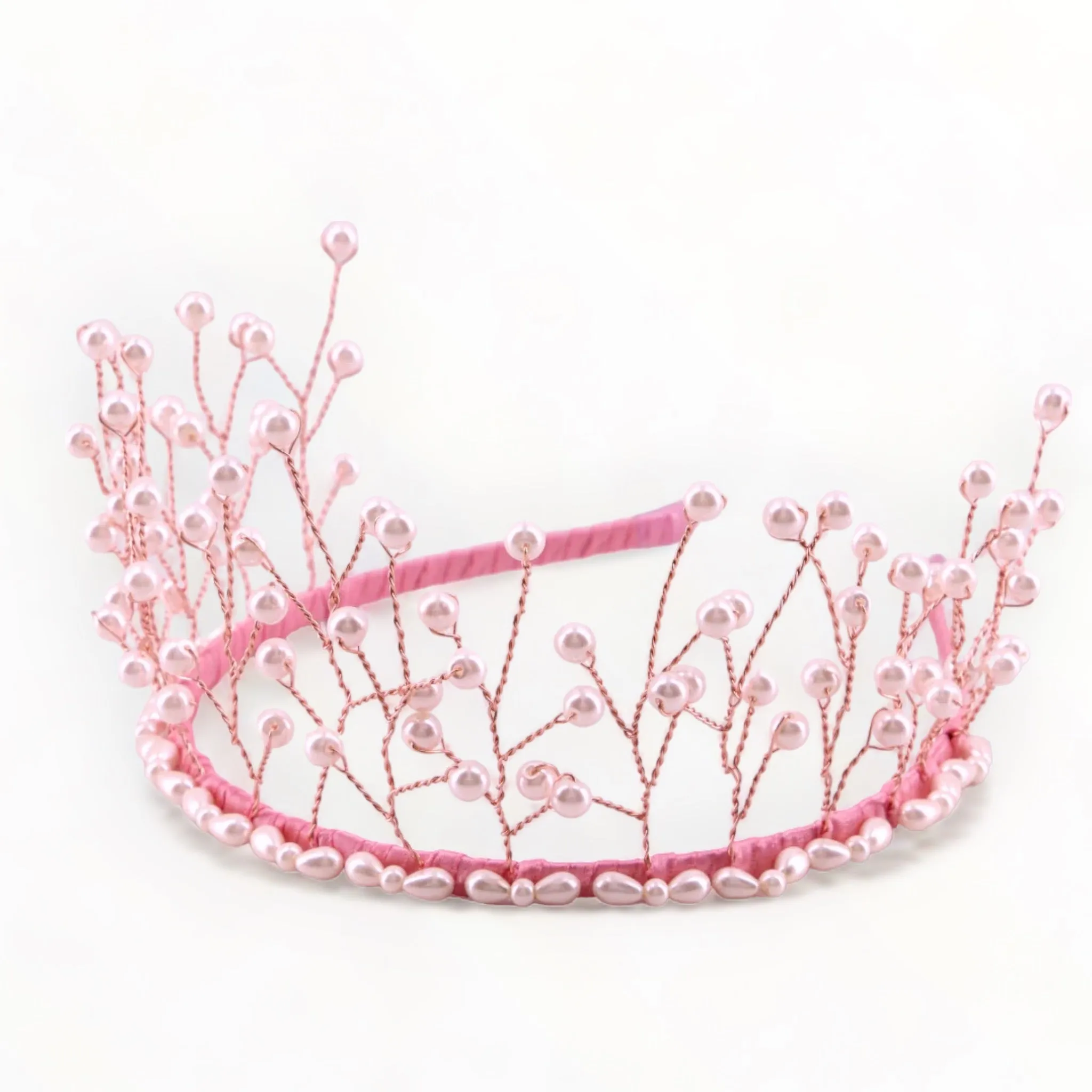 Luxury Evangeline Rose Gold & Pink Pearl Crown