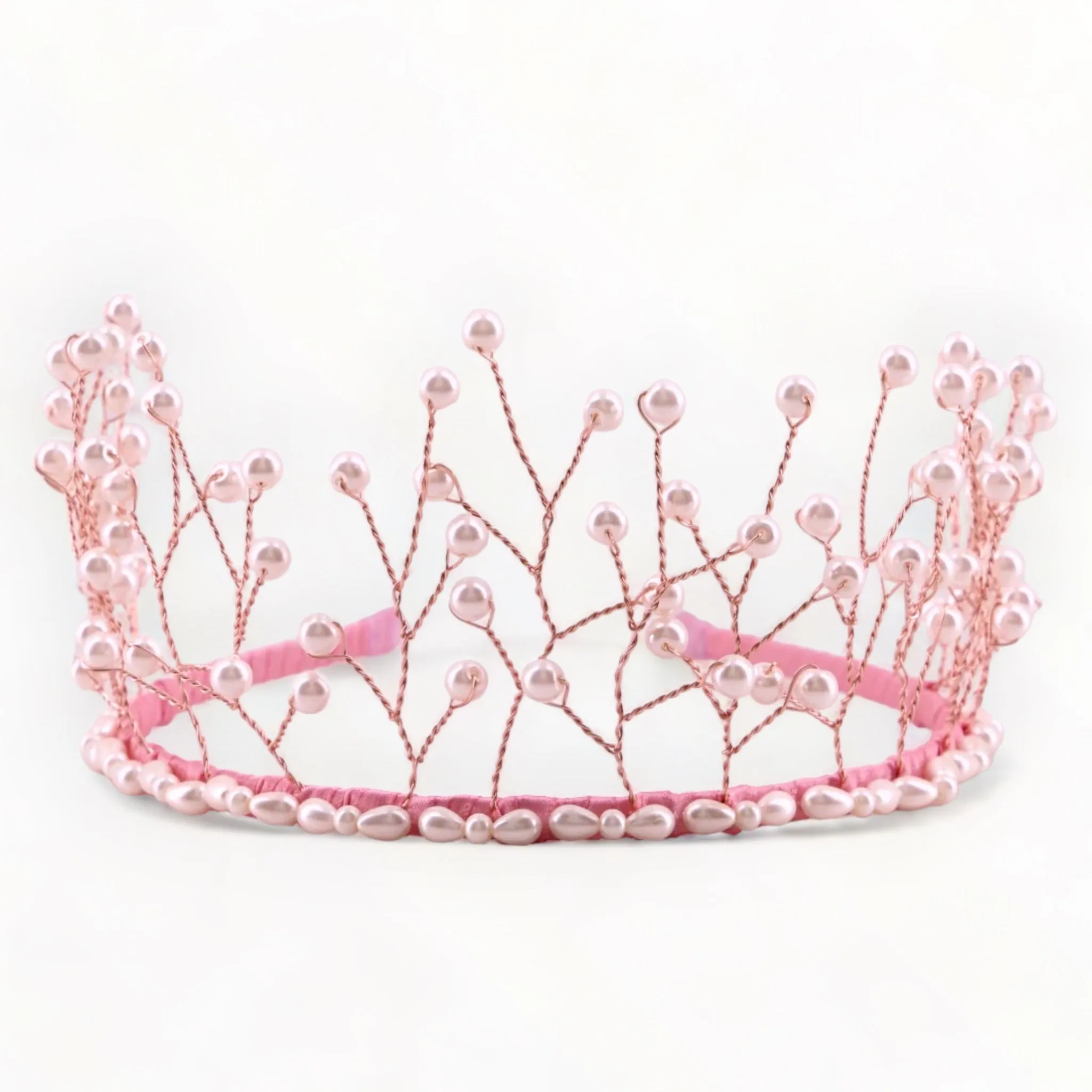 Luxury Evangeline Rose Gold & Pink Pearl Crown