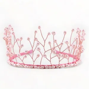 Luxury Evangeline Rose Gold & Pink Pearl Crown