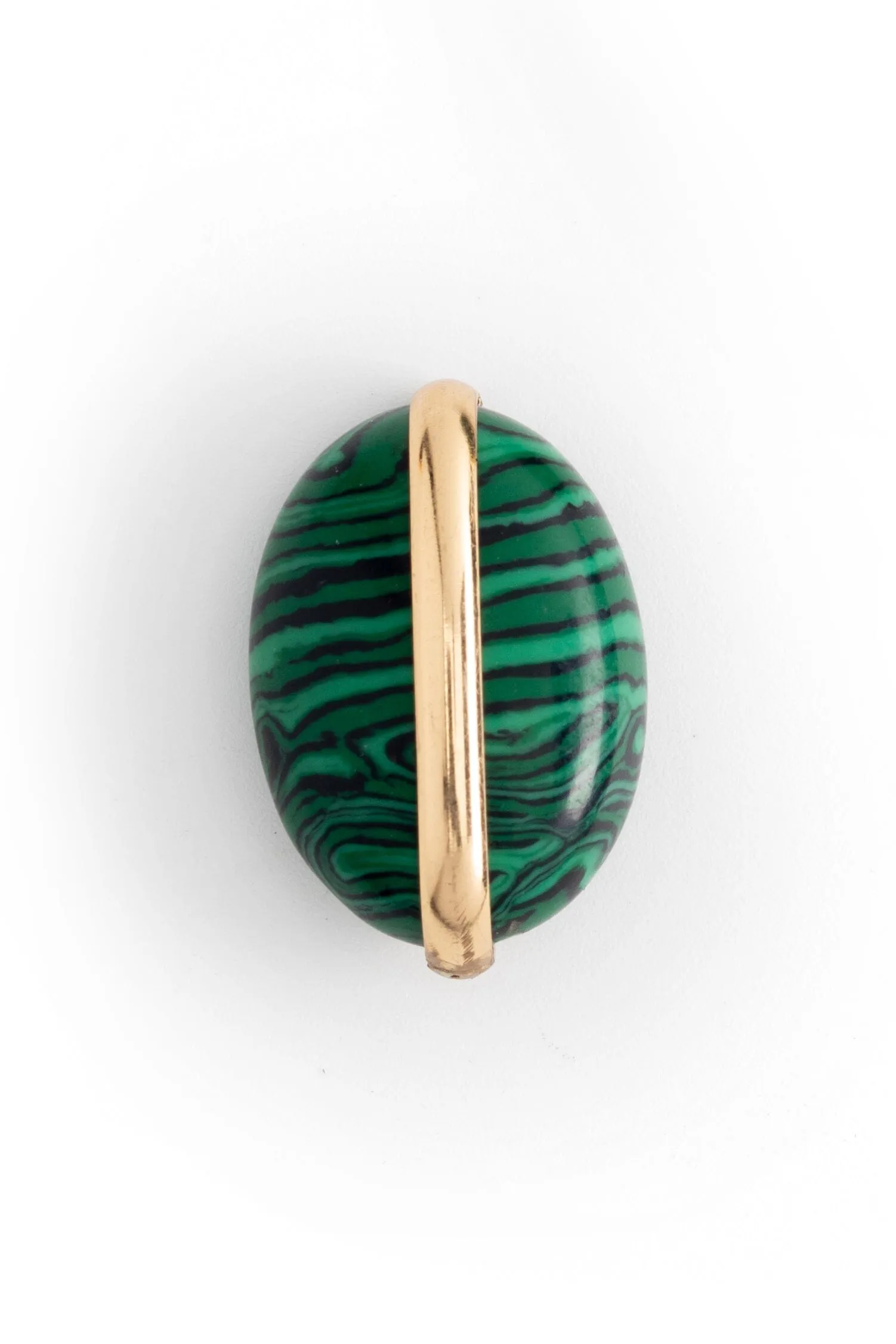 Malachite Gold Bean Earrings