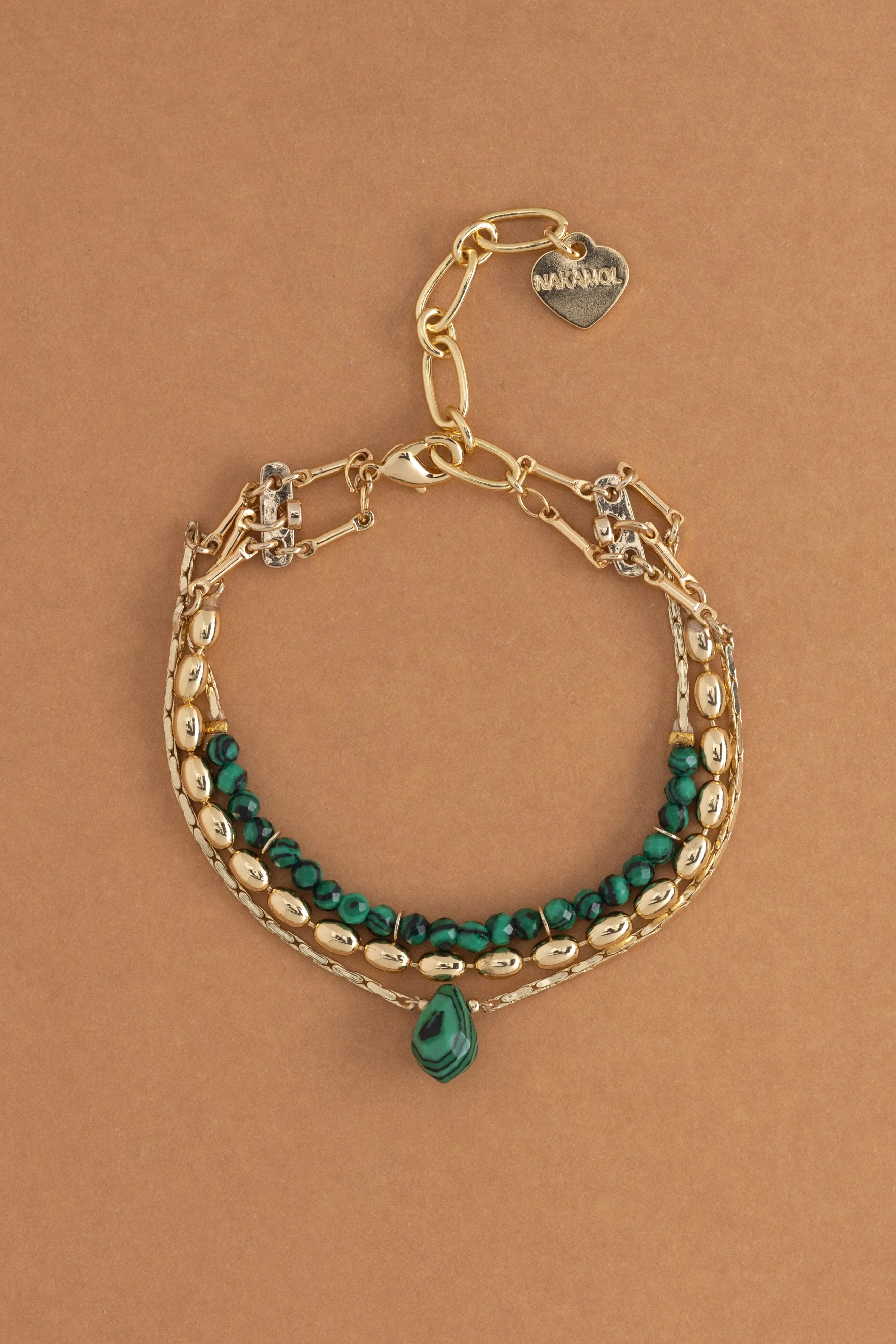 Malachite Gold Chain Bracelet