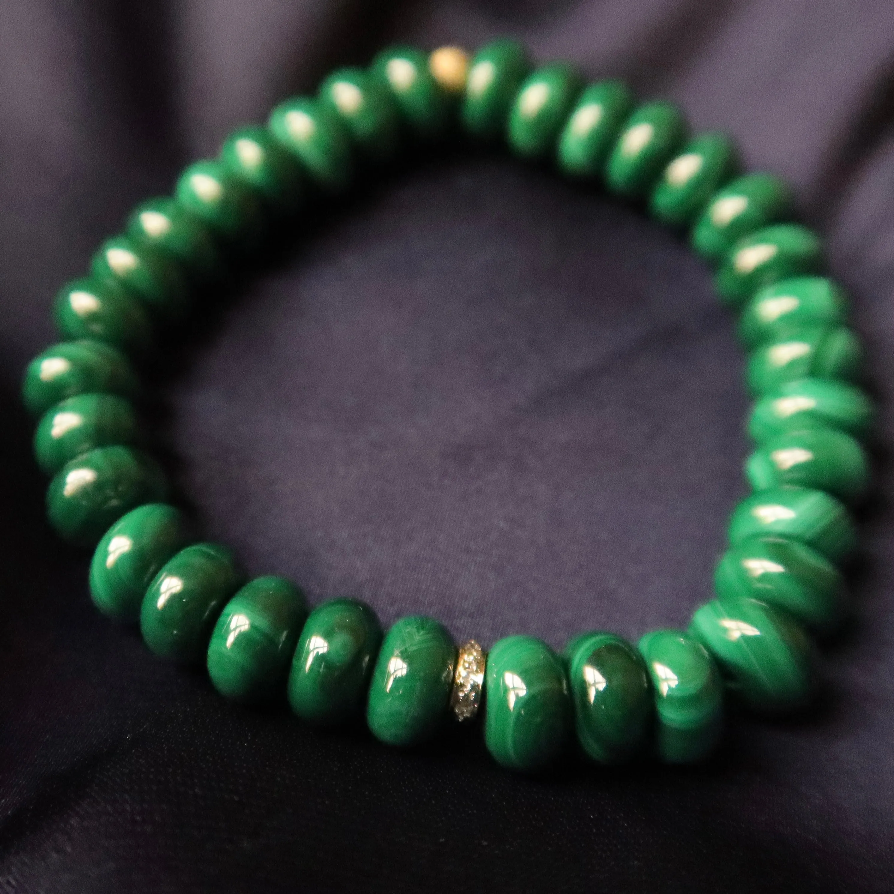 Malachite with 14K Gold Paved with Diamonds