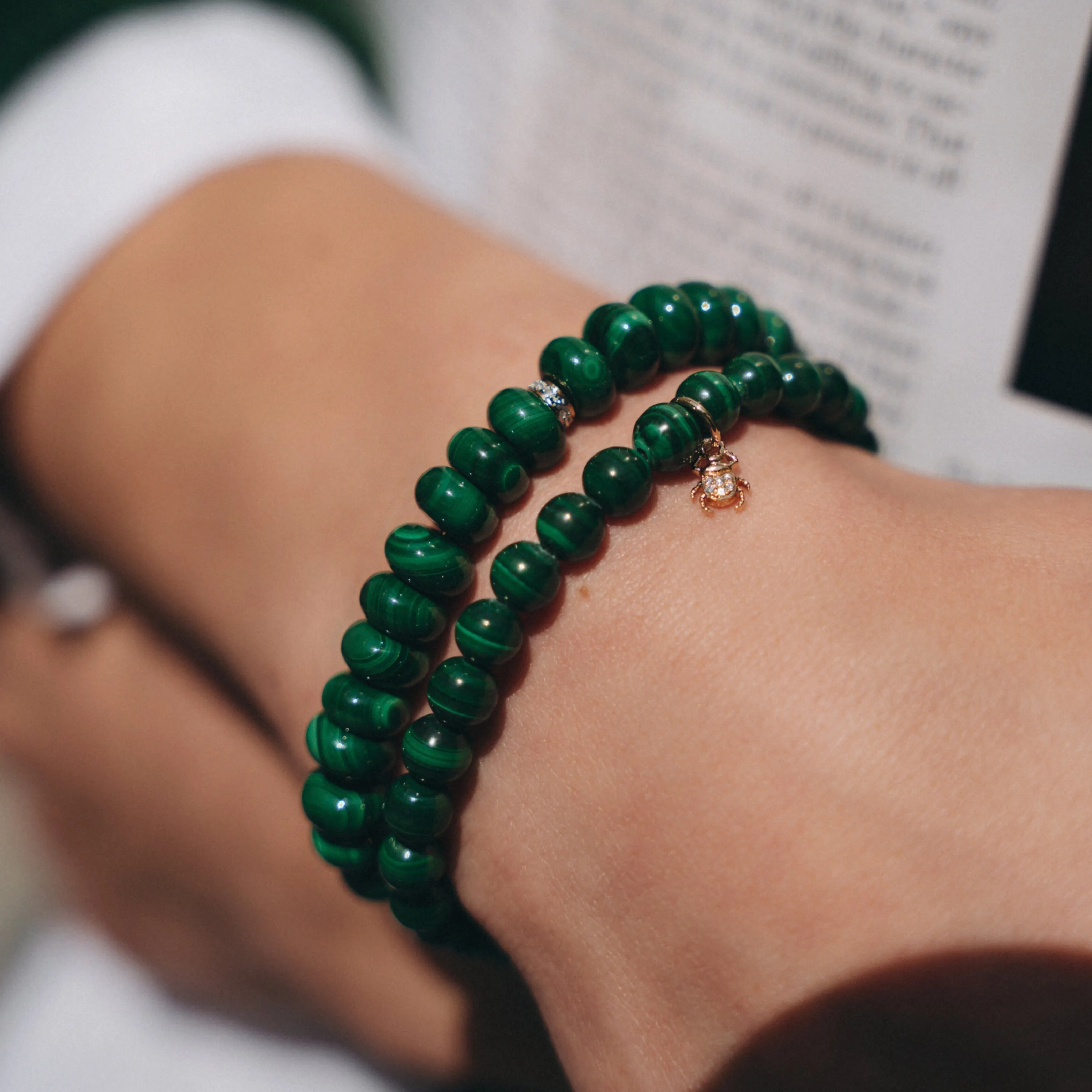Malachite with 14K Gold Paved with Diamonds