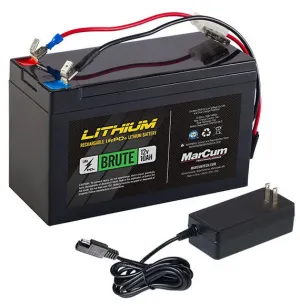 MarCum "Brute" Lithium 12V 10AH LiFePO4 Battery and 3amp Charger Kit