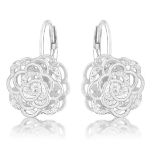 Maya 1.5ct CZ Rhodium Rose Drop Earrings