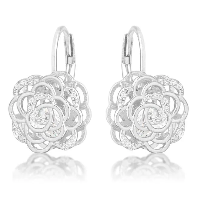 Maya 1.5ct CZ Rhodium Rose Drop Earrings