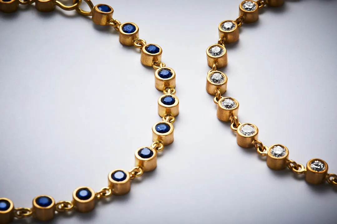 Meadow Rivière Blue Sapphire Bracelet in 20K Peach Gold
