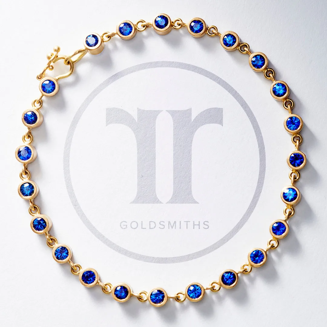 Meadow Rivière Blue Sapphire Bracelet in 20K Peach Gold