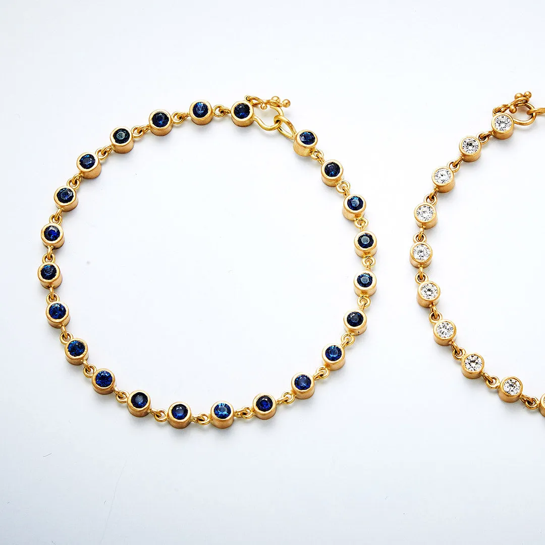 Meadow Rivière Blue Sapphire Bracelet in 20K Peach Gold