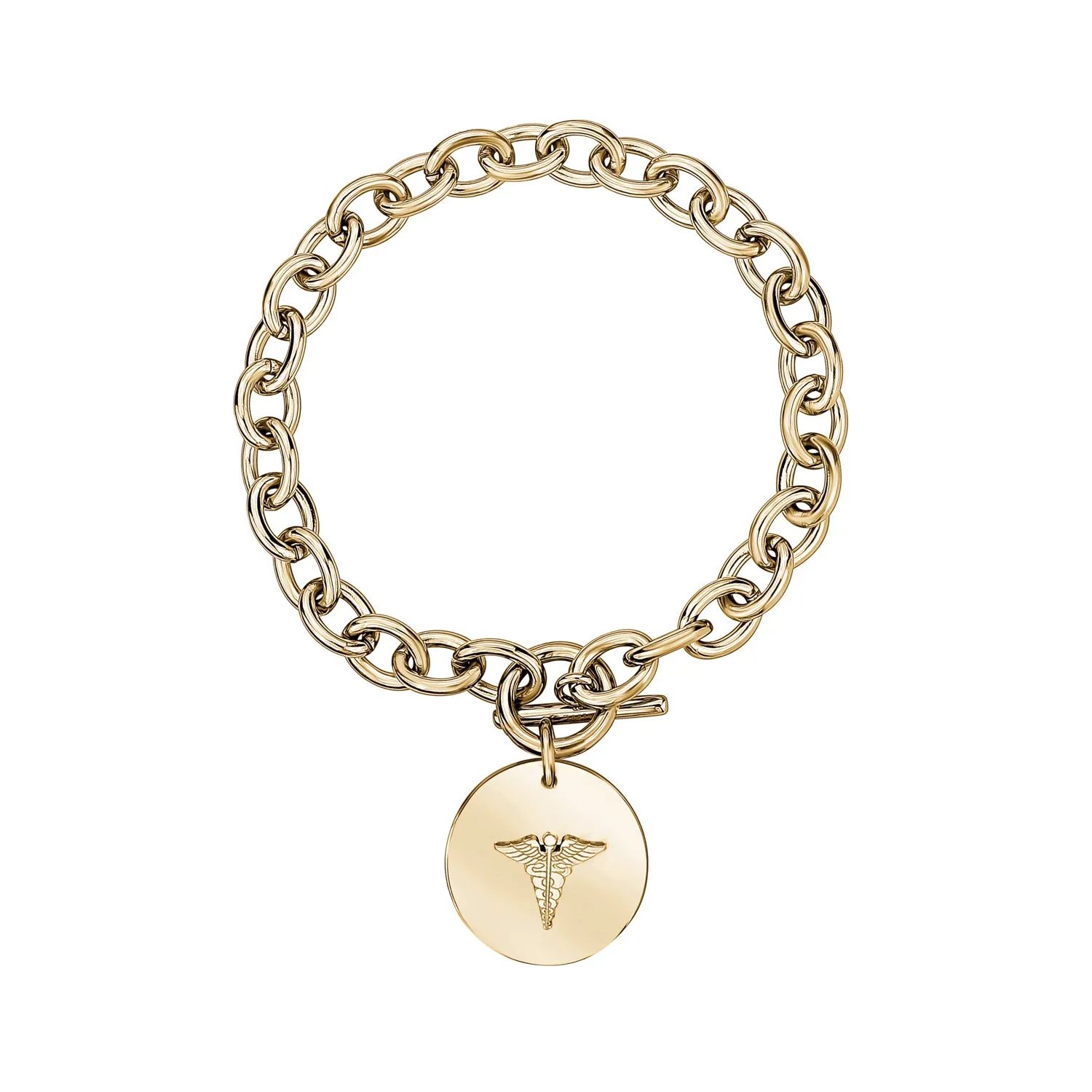 Medical Caduceus Oval Link Bracelet