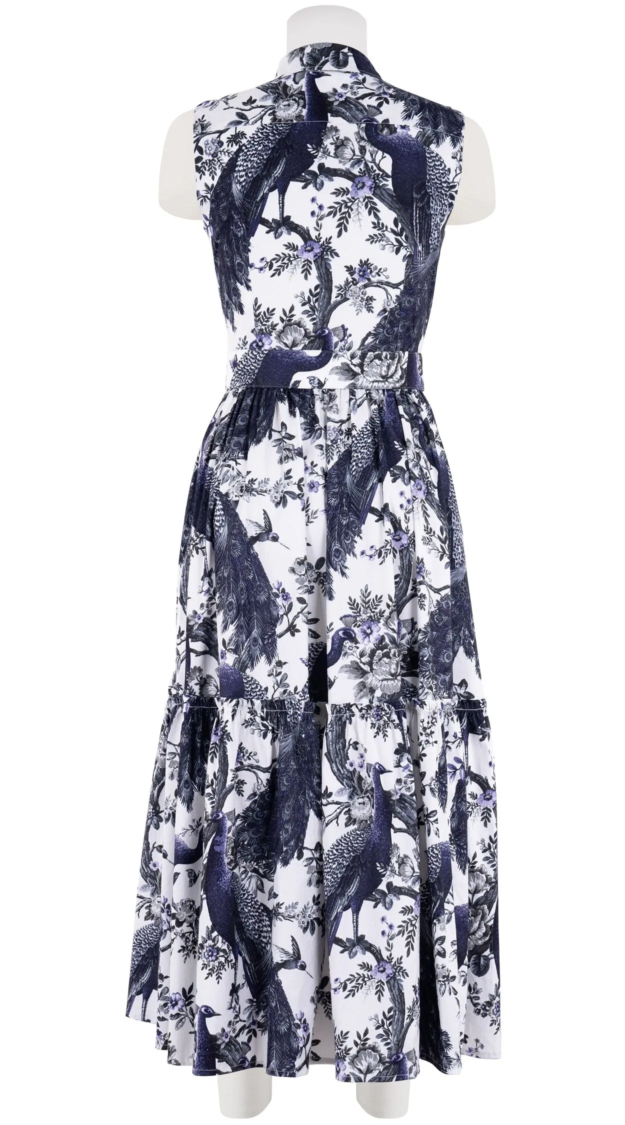 Melanie Dress #2 Shirt Collar Sleeveless Midi Plus  3 Length Cotton Stretch (Belvedere Peacok)