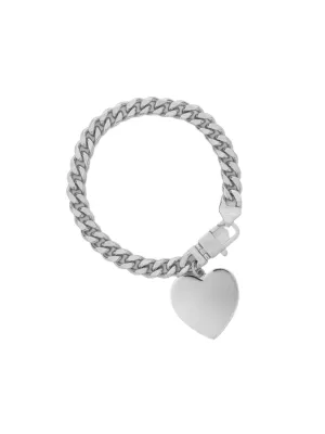 Melinda Maria Julian XL Heart Cuban Chain Bracelet in Silver