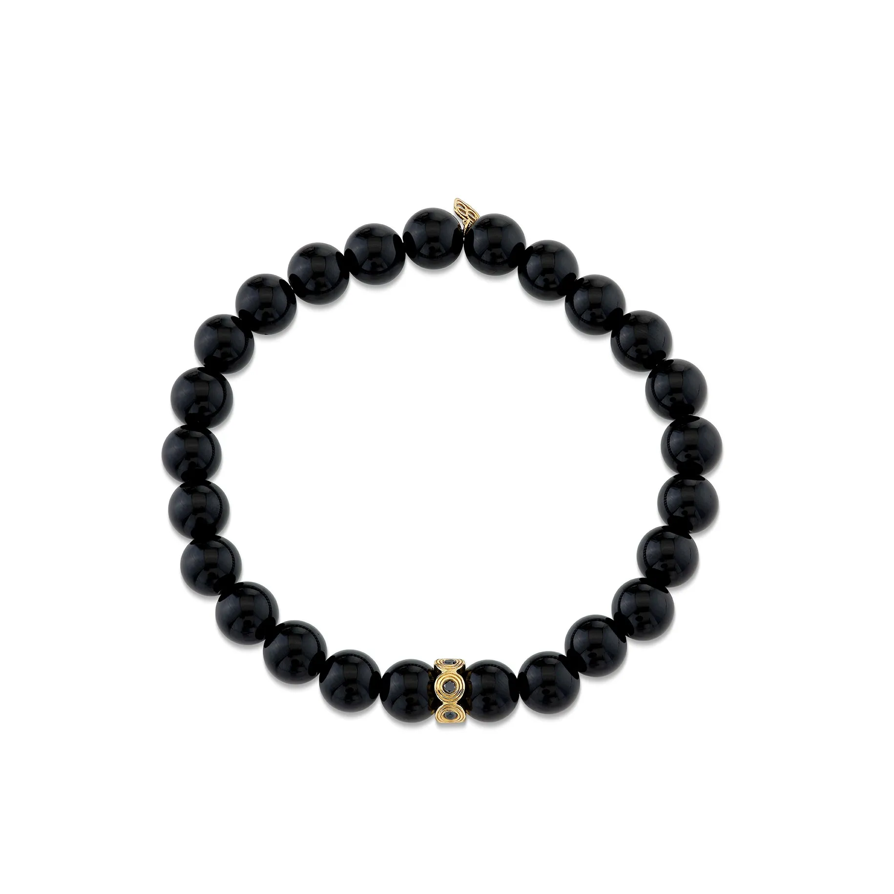 Men's Collection Gold & Black Diamond Fluted Rondelle on Onyx