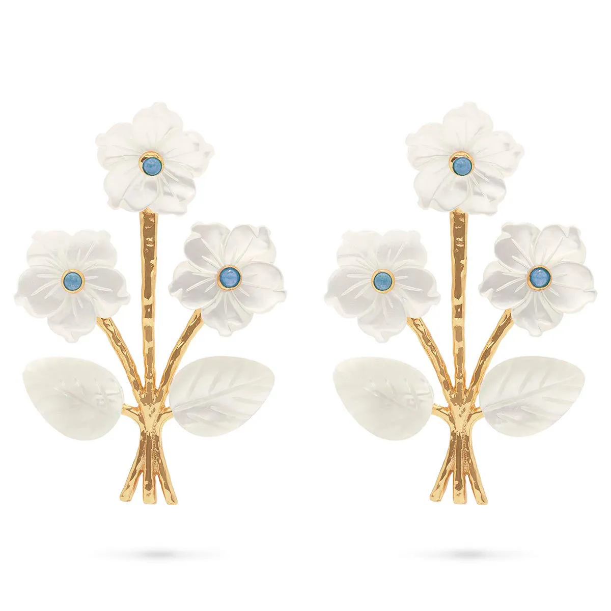 Mermaid Garden Convertible Bouquet Post Earrings - MOP/Ocean Jade