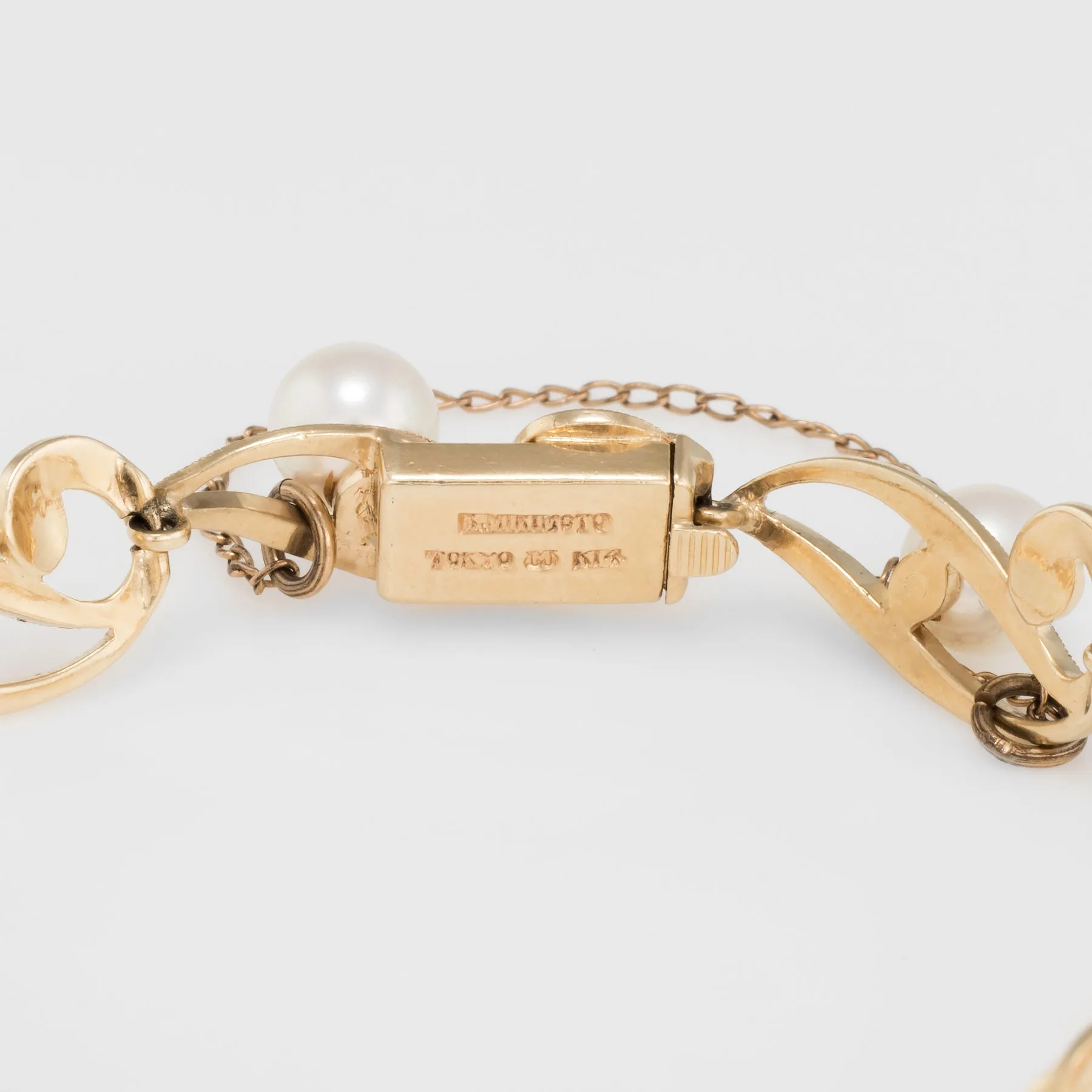 Mikimoto Cultured Pearl Bracelet Vintage 14k Yellow Gold