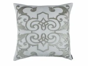 Mozart Sq. Pillow / White Linen / Ice Silver Velvet 24X24