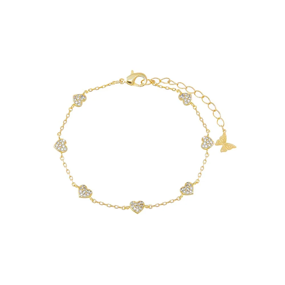 Multi CZ Bezel Heart Bracelet