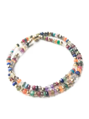 Multi Gemstone & Gold Wrap Bracelet