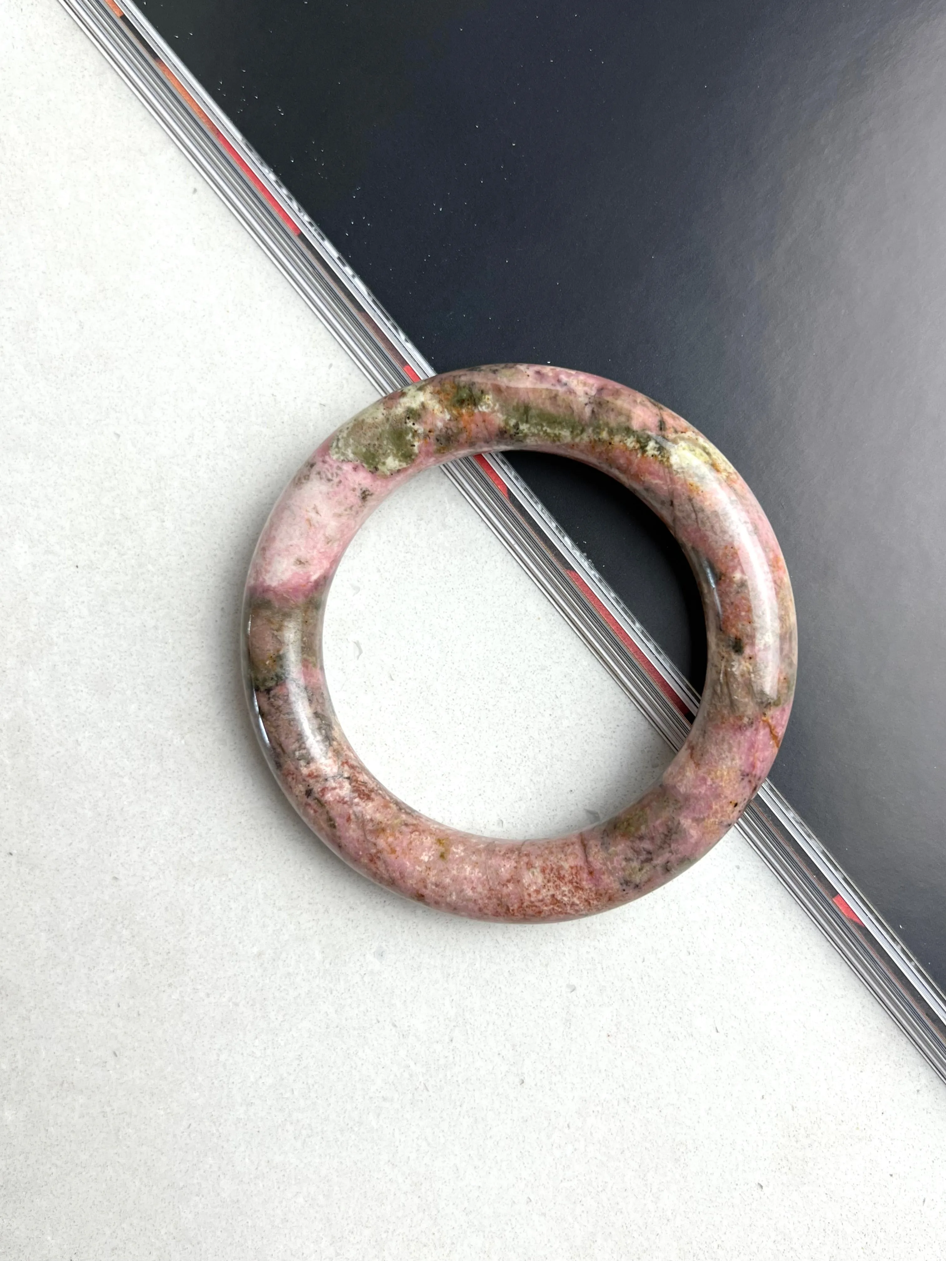Multicolor Pink Natural Rhodonite Bangle