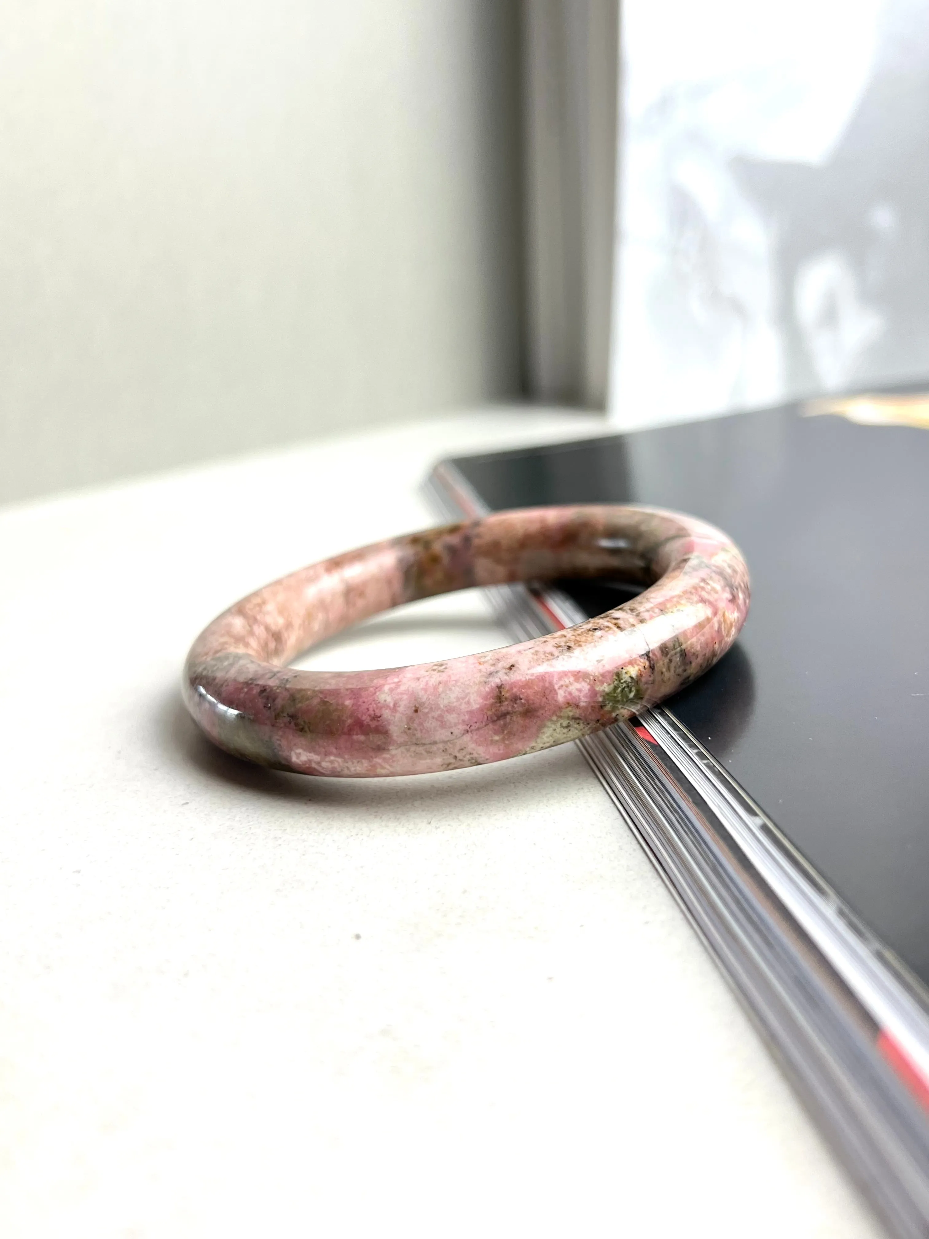 Multicolor Pink Natural Rhodonite Bangle