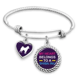 My Heart Belongs To A Shiba Inu Charm Bracelet