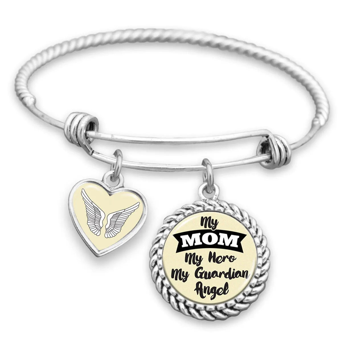 My Mom, My Hero, My Guardian Angel Charm Bracelet