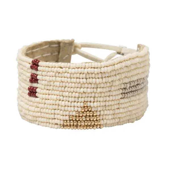 Narrow Pembetatu Leather Bracelet (Pink, Gold, Burgundy, Taupe, Grey)