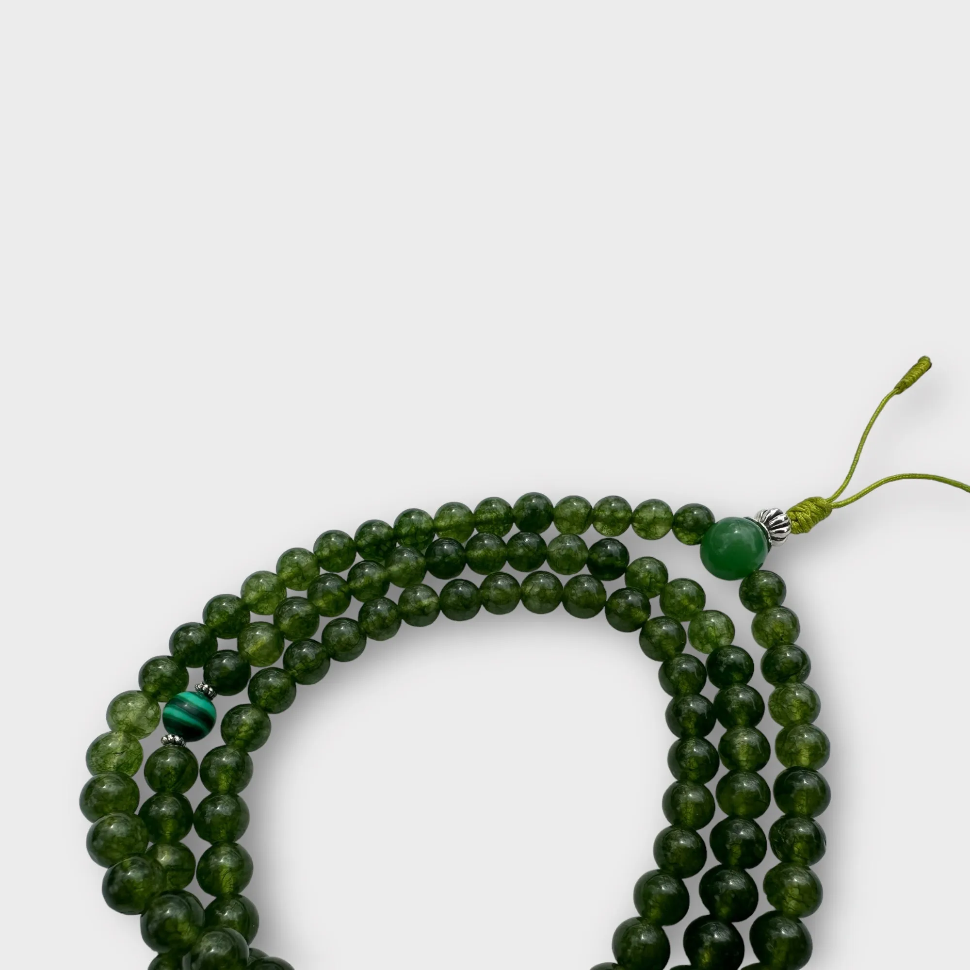 Natural green jade with Lapis and Malachite Spacers