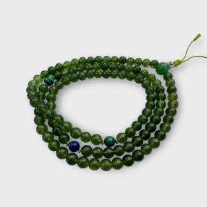 Natural green jade with Lapis and Malachite Spacers