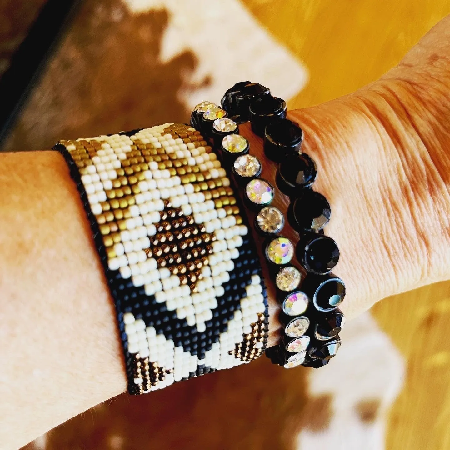 Navajo Pearl Loomed Cuff; Telluride