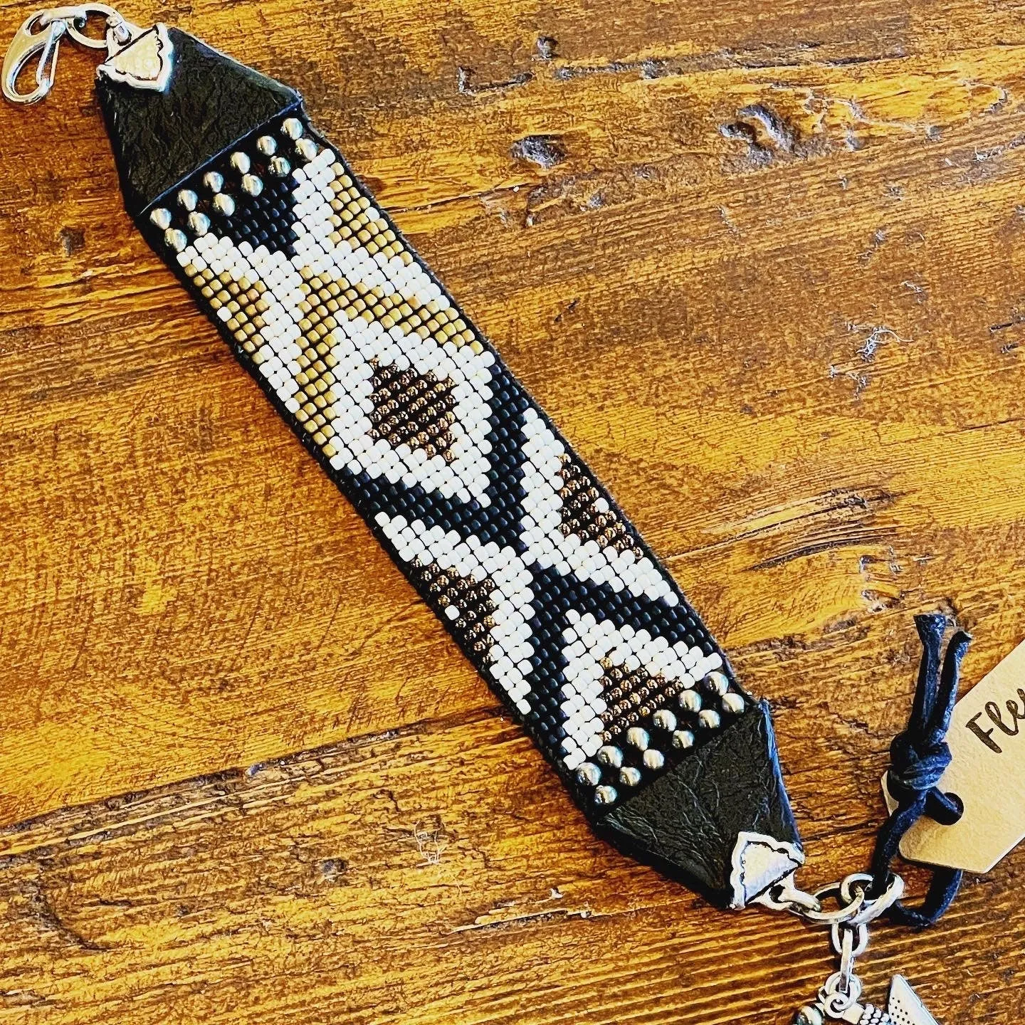 Navajo Pearl Loomed Cuff; Telluride