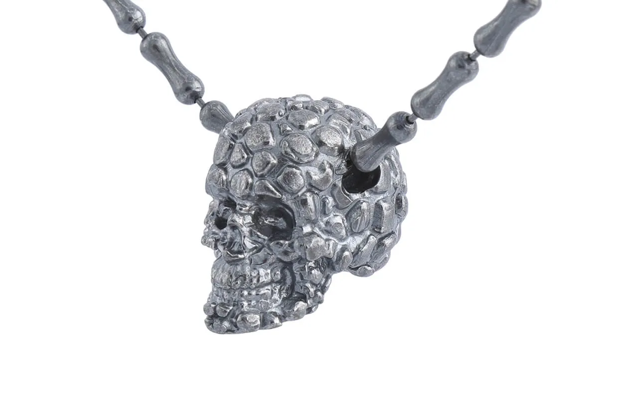 Necklace LivingSkull Men Silver Skulls & Bones Chain