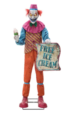 Neon Ice Cream Clown Animated Halloween Decoration
