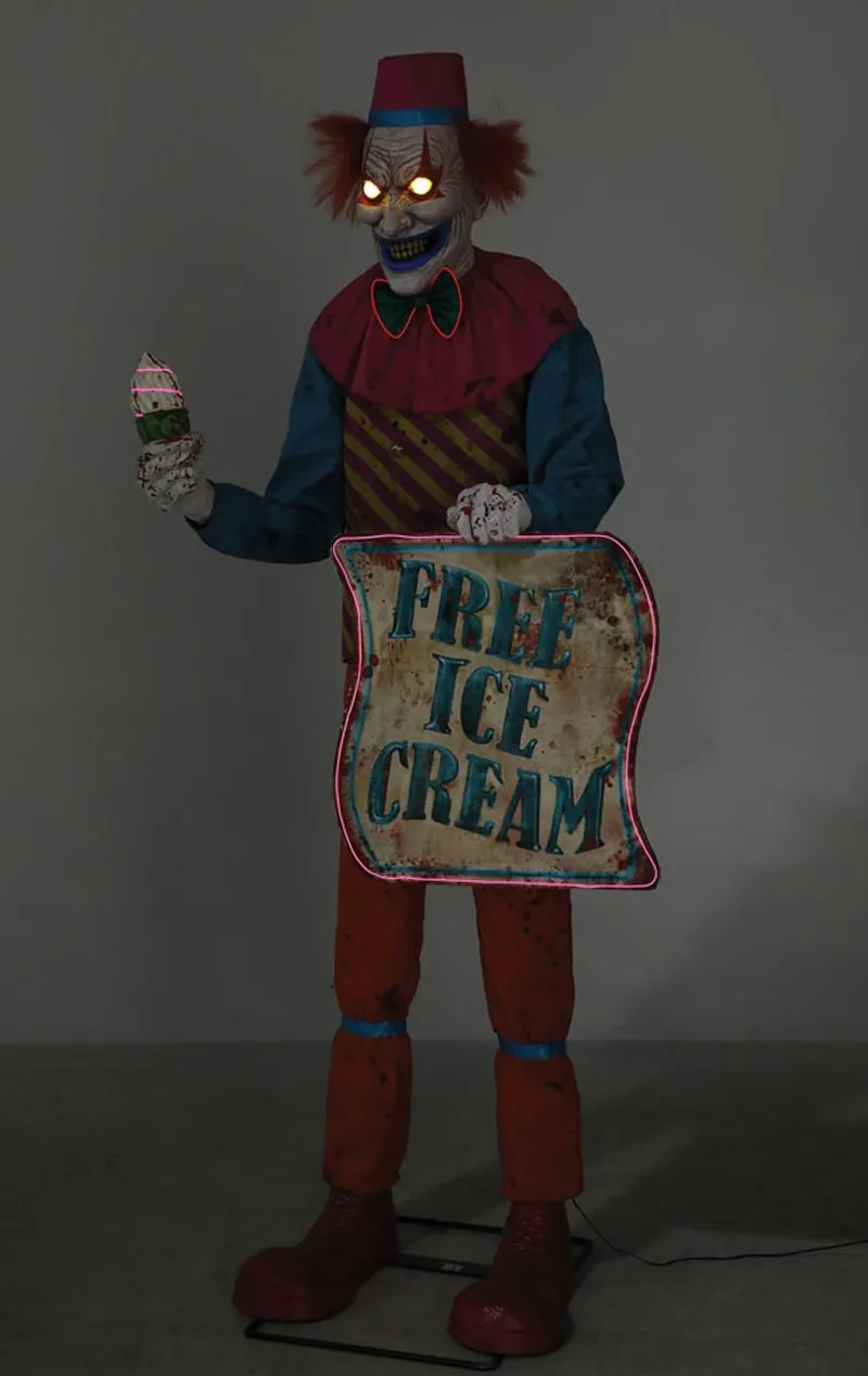 Neon Ice Cream Clown Animated Halloween Decoration