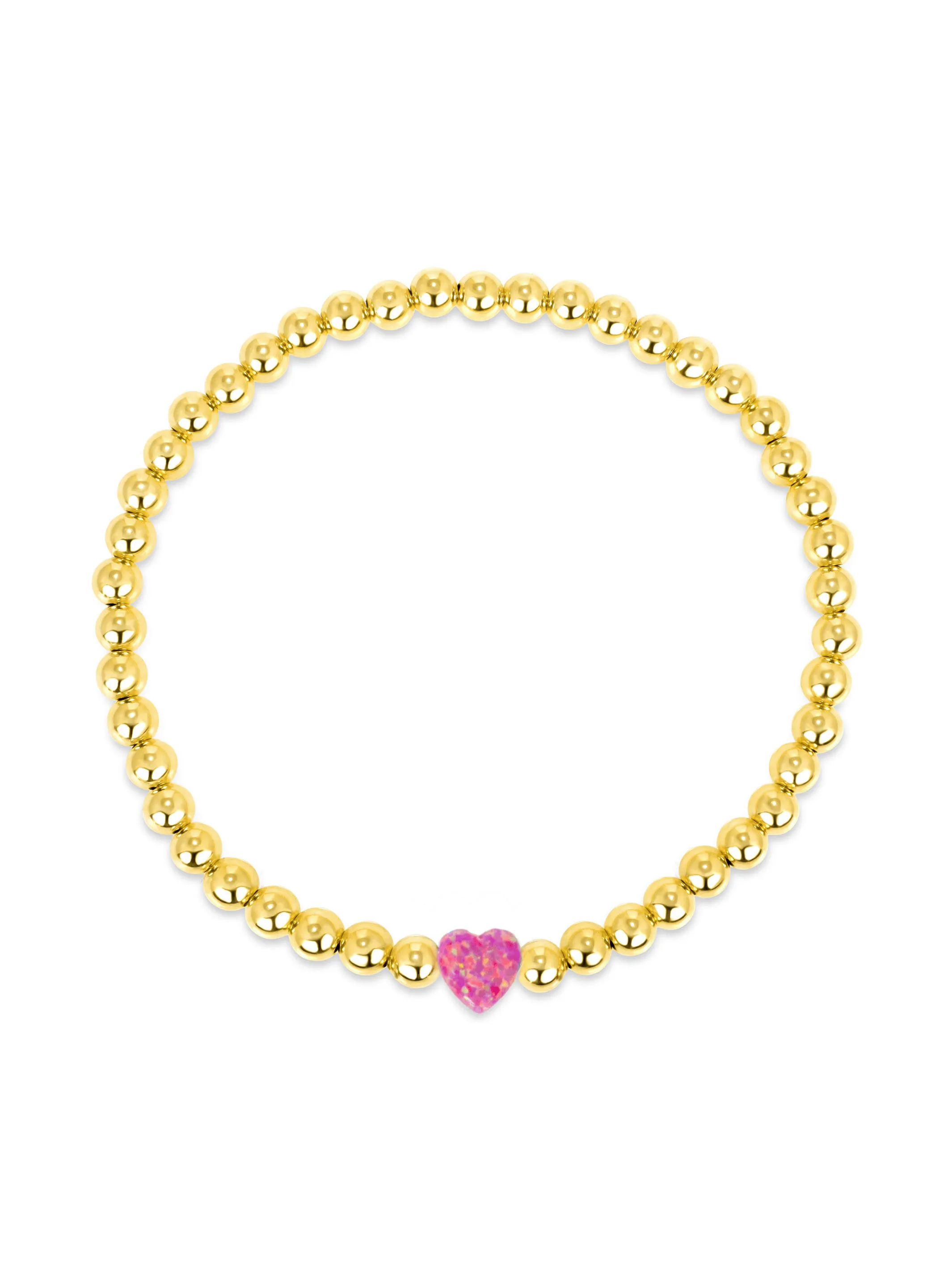 Opal Heart Stretch Bracelet - Pink