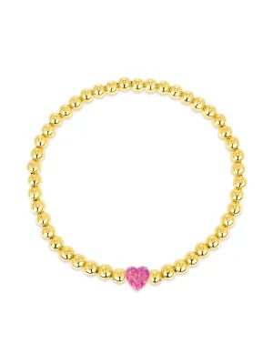 Opal Heart Stretch Bracelet - Pink