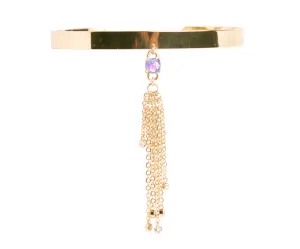 Ophelia Blue Opal and Chain Tassel Gold Cuff Bracelet