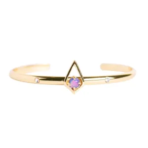 Ophelia Shiny Gold & Blue Opal Cuff Bracelet