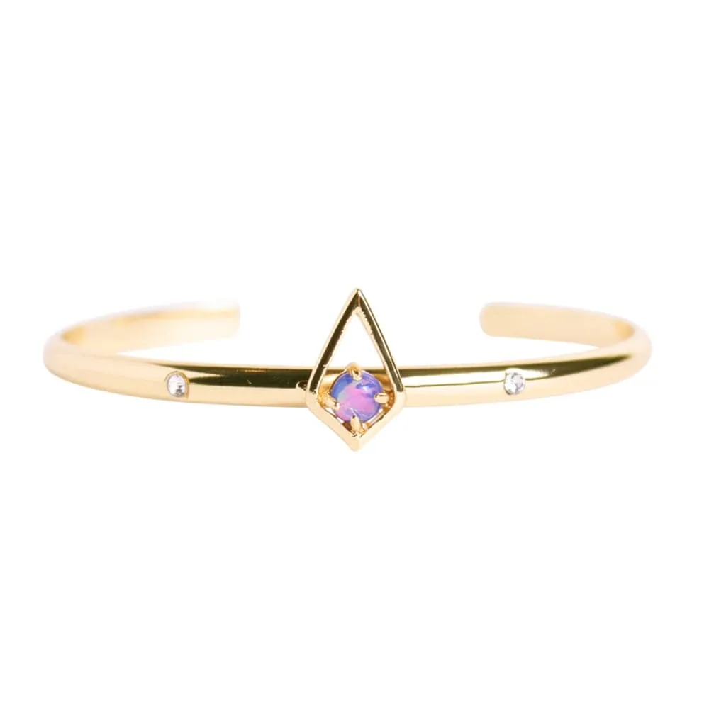 Ophelia Shiny Gold & Blue Opal Cuff Bracelet