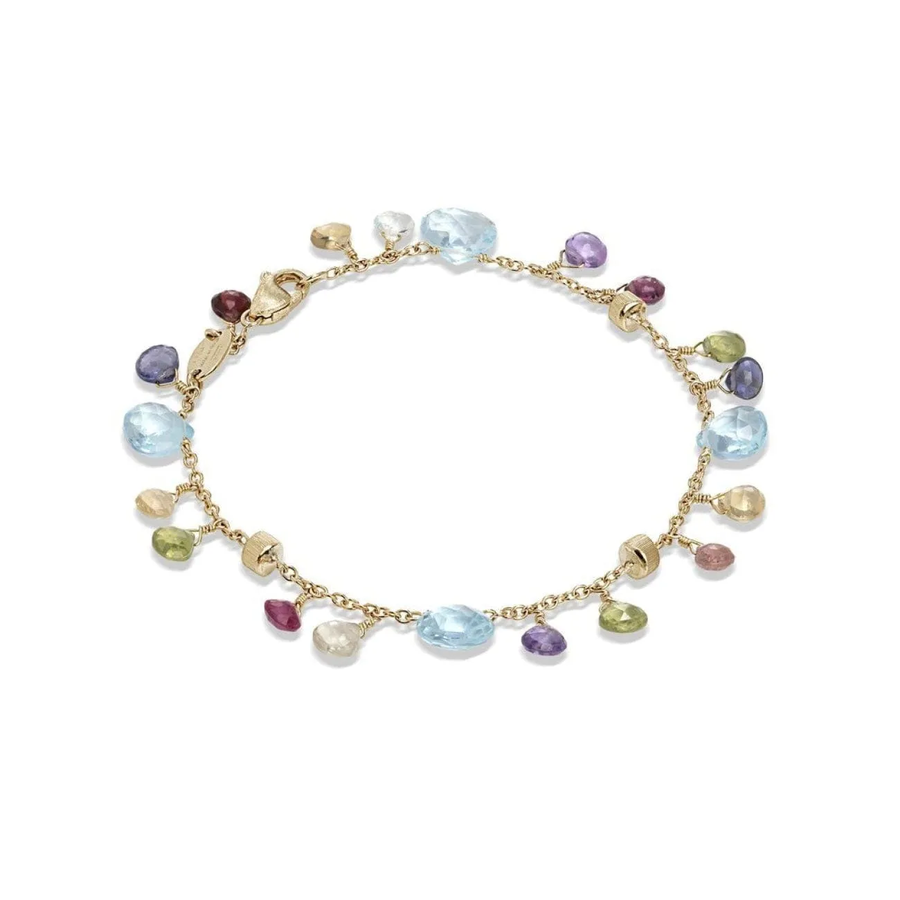 Paradise Collection 18K Yellow Gold Blue Topaz and Mixed Gemstone Single Strand Bracelet