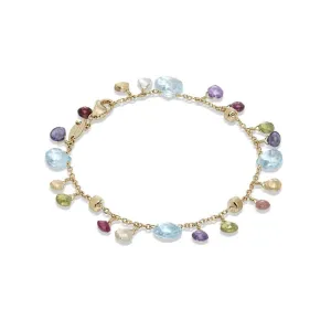 Paradise Collection 18K Yellow Gold Blue Topaz and Mixed Gemstone Single Strand Bracelet